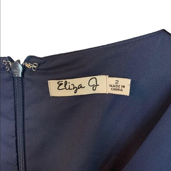 Eliza J Front Drape Chiffon Dress Sz 2 Navy - Picture 7 of 9